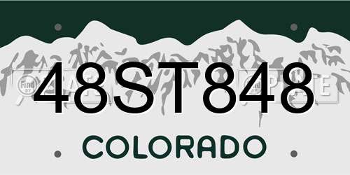 48ST848 Colorado License Plate