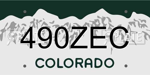 490ZEC Colorado License Plate
