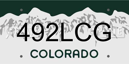 492LCG Colorado License Plate