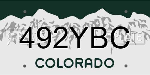 492YBC Colorado License Plate