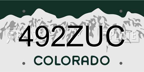492ZUC Colorado License Plate