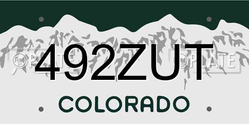 492ZUT Colorado License Plate