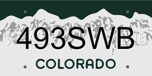 493SWB Colorado License Plate