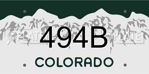 494B Colorado License Plate