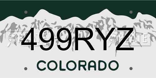 499RYZ Colorado License Plate