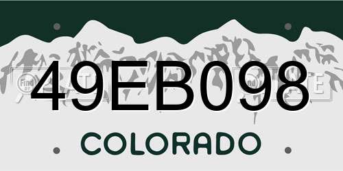 49EB098 Colorado License Plate
