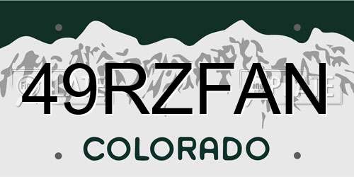49RZFAN Colorado License Plate