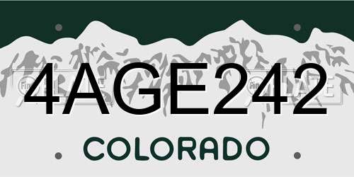 4AGE242 Colorado License Plate