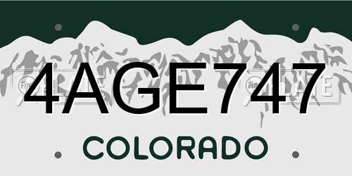 4AGE747 Colorado License Plate
