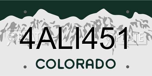 4ALI451 Colorado License Plate