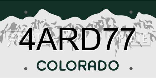 4ARD77 Colorado License Plate