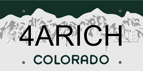 4ARICH Colorado License Plate