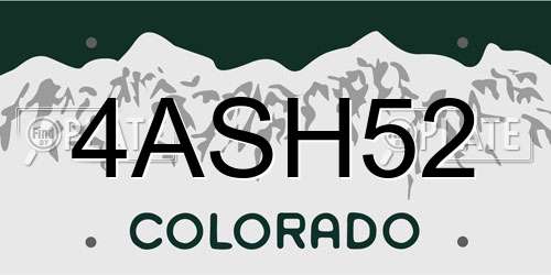 4ASH52 Colorado License Plate