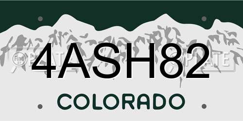 4ASH82 Colorado License Plate