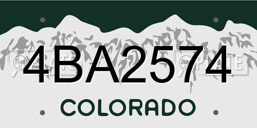 4BA2574 Colorado License Plate