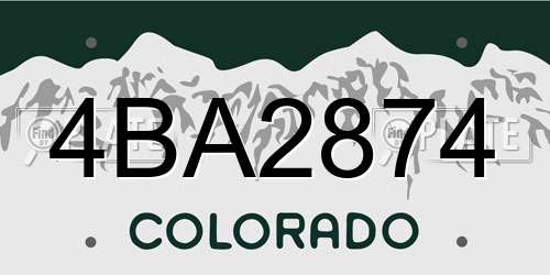 4BA2874 Colorado License Plate