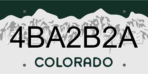 4BA2B2A Colorado License Plate