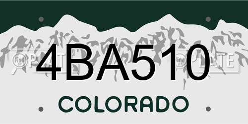 4BA510 Colorado License Plate