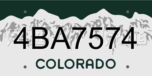 4BA7574 Colorado License Plate