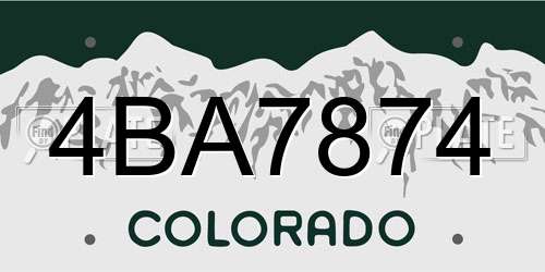4BA7874 Colorado License Plate