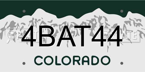 4BAT44 Colorado License Plate