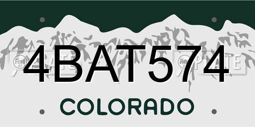 4BAT574 Colorado License Plate