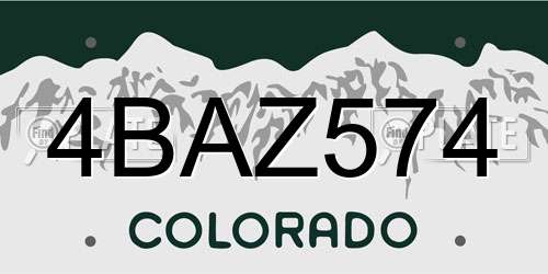 4BAZ574 Colorado License Plate