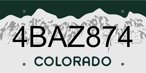 4BAZ874 Colorado License Plate