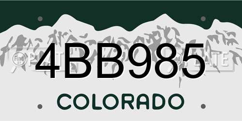 4BB985 Colorado License Plate