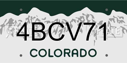 4BCV71 Colorado License Plate