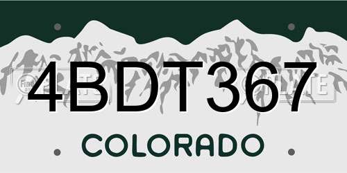 4BDT367 Colorado License Plate