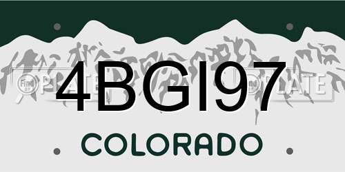 4BGI97 Colorado License Plate