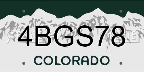 4BGS78 Colorado License Plate