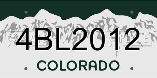 4BL2012 Colorado License Plate