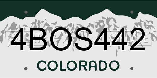 4BOS442 Colorado License Plate