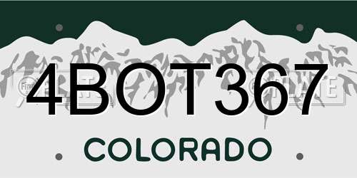 4BOT367 Colorado License Plate