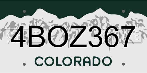 4BOZ367 Colorado License Plate