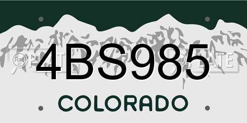 4BS985 Colorado License Plate