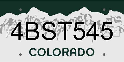 4BST545 Colorado License Plate
