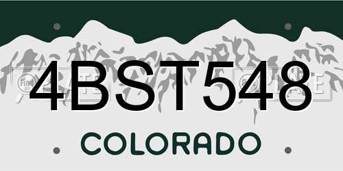 4BST548 Colorado License Plate