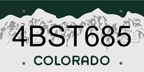 4BST685 Colorado License Plate