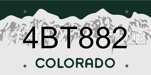 4BT882 Colorado License Plate