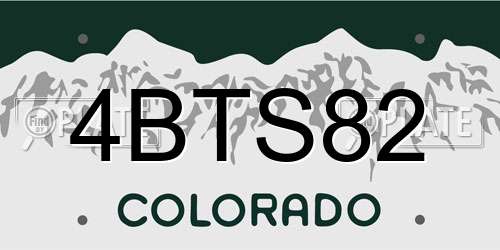 4BTS82 Colorado License Plate