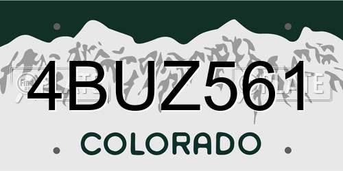4BUZ561 Colorado License Plate
