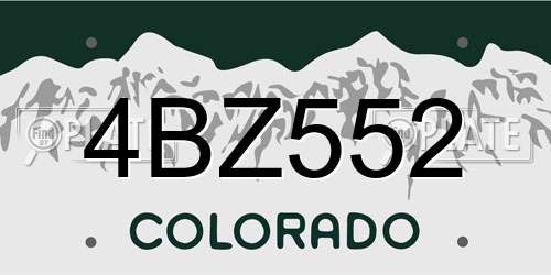4BZ552 Colorado License Plate