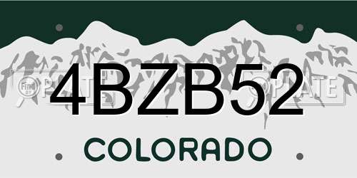 4BZB52 Colorado License Plate