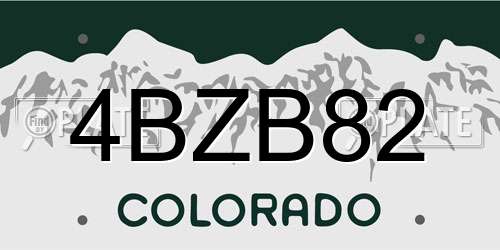 4BZB82 Colorado License Plate