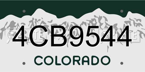 4CB9544 Colorado License Plate