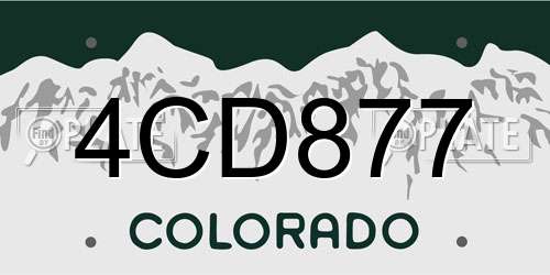 4CD877 Colorado License Plate