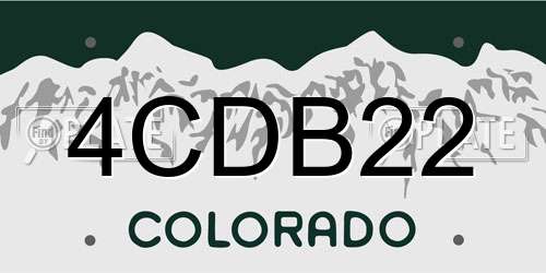 4CDB22 Colorado License Plate